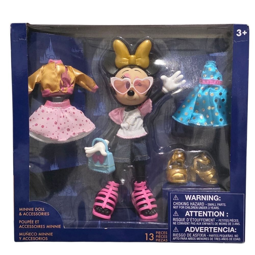 Disney Minnie Mouse Doll with Pink and Gold Outfits 50th Anniversary